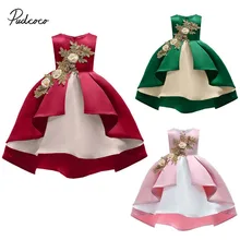 Коллекция года, Брендовые вечерние платья для маленьких девочек пышные платья принцессы без рукавов с объемным цветком на свадьбу, день рождения, крестины для девочек