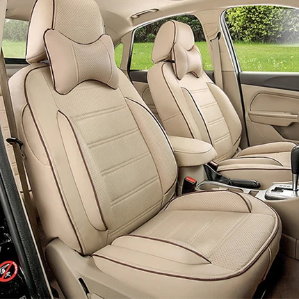AutoDecorun ПВХ кожаный чехол для сидений Land Rover, новинка, Дискавери, спорт,, аксессуары, на заказ, подходят для автомобильных сидений, Защитные подушки - Название цвета: Beige for 5 seats