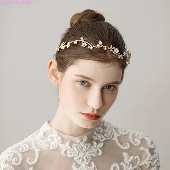 

Jonnafe Gold Branch Wedding Headpiece Tiara Flower Bridal Headband Hair Accessories Handmade Women Hairband