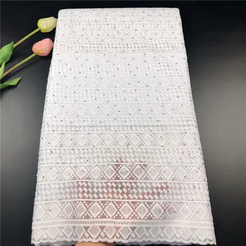 

Fast Shipping Soft African Milk Silk Lace Fabric 2019 High Quality French Net Lace With Stones Beads For Wedding Dress hs65-2257