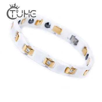 

Fashion Women Men Titanium Steel Energy Power Bracelet White Ceramic Bracelet Bangle For Wedding Health Energy Power Jewelry