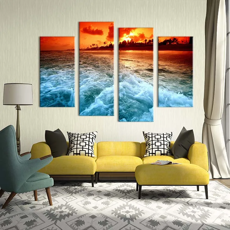 2016-No-Single-New-Promotion-Painting-4pcs-Under-The-Sunset-Glow-of-Tide-Home-Living-Room (2)