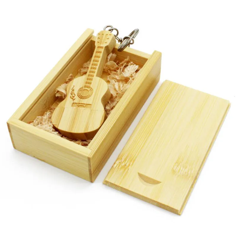 JASTER(более 10 шт. бесплатный логотип) деревянная гитара+ коробка usb флэш-накопитель деревянный Флешка 64 ГБ 16 ГБ 32 ГБ карта памяти U диск свадебные подарки - Цвет: Wooden