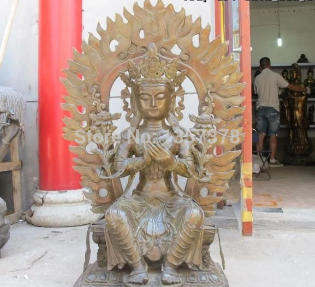 

shitou 00556 Huge Tibet Buddhism Fane Classic Bronze Amitabha Maitreya Kwan-yin Buddha statue