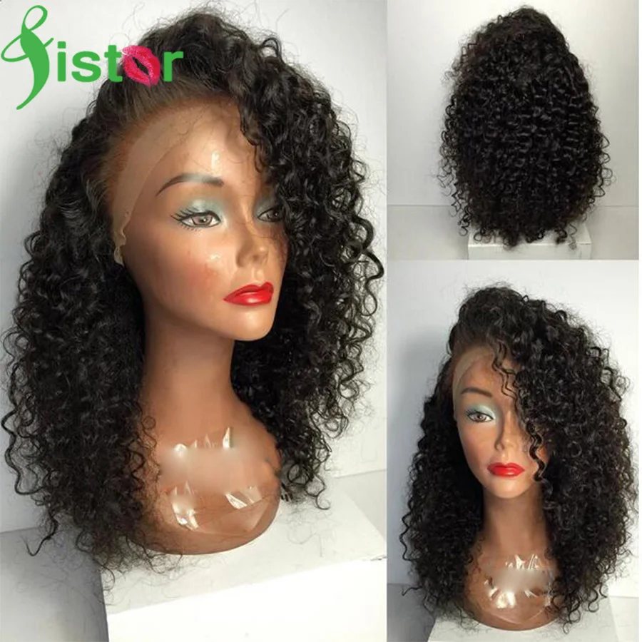 Short Curly Lace Front Wigs Brazilian Human Hair Kinky Curly Full Lace