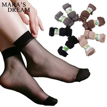 10 пар = 20 шт./лот, летние сексуальные ультратонкие прозрачные шелковые носки для женщин, высокие эластичные черные нейлоновые короткие женские носки