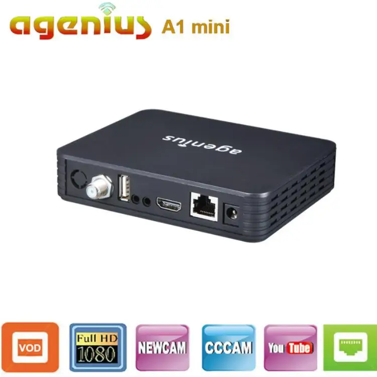 Agenius A1 мини DVB-S/S2 спутниковый ТВ приемник сервер HD Full 1080P Поддержка Newcam Cccam Powervu с Usb Wifi для всех стран