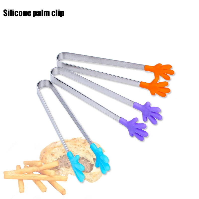 

Solid Stainless Steel Food Palm Clip Non-slip Mini Silicone Small Hand Folder Clincher Ice Buckets Kitchen Dining Tools