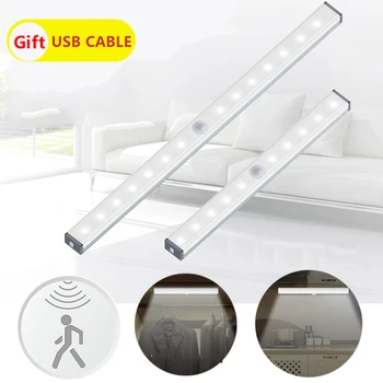 

PIR Motion Sensor Under Cabinet Light LED Strip Home Night Lamp Closet Led Bar Stairs Wardrobe Light Kitchen Lighting Magnet Led