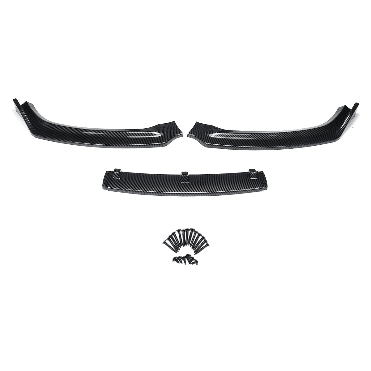 Bright Black / Carbon Fiber Look 3pcs Car Front Bumper Lip Body Kit Spoiler Splitter Diffuser For Audi A4 B9 S4 Sedan