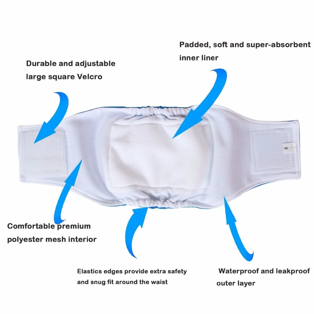 Dog Shorts Pet Diapers Dog Diapers Dog Nappies Washable Male Dog Belly Band Adjustable For Male Dogs