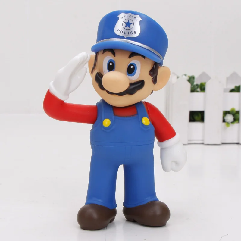8~ 15 см Super Mario Bros odyssey Bowser Koopa Troopa Yoshi Mario Luigi Wario Donkey Kong персиковый гриб фигурки игрушки модельные куклы - Цвет: Police