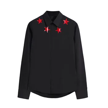 

New 2019 Men Digital 3D striped star Fashion Cotton Casual Shirts Shirt high quality Pocket Long-sleeves S 2XL #J18