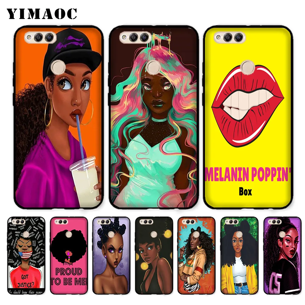 YIMAOC MELANIN POPPIN черный мягкий чехол для девочки huawei Honor Note 10 9 Lite 8C 8X8 7X 7A 3 GB Pro 7C 6A |