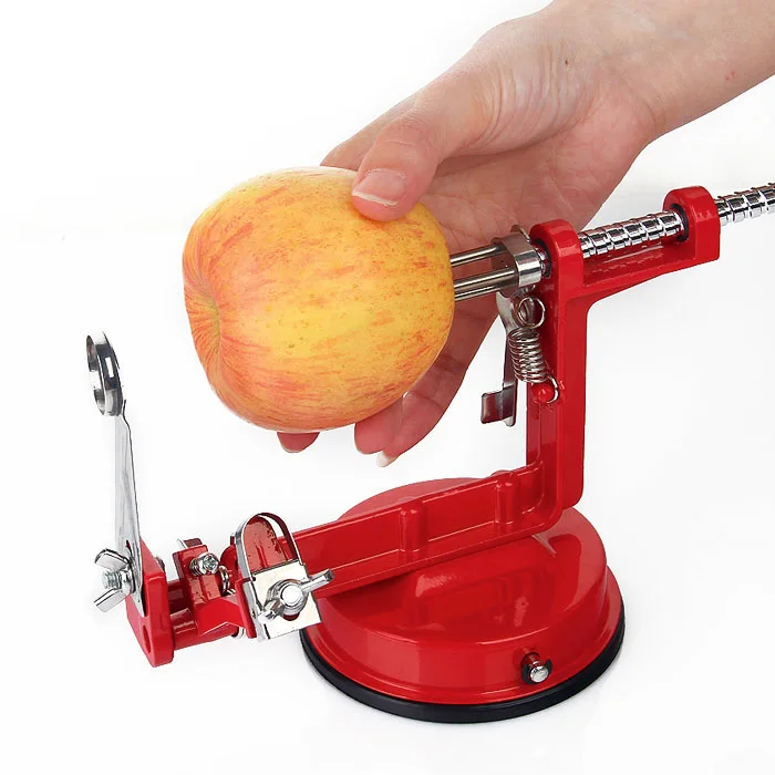 Baratos Máquina creativa 3 en 1 de acero de la manzana de la fruta pelador de acero inoxidable Corer Slinky cortador de la barra de cocina casera