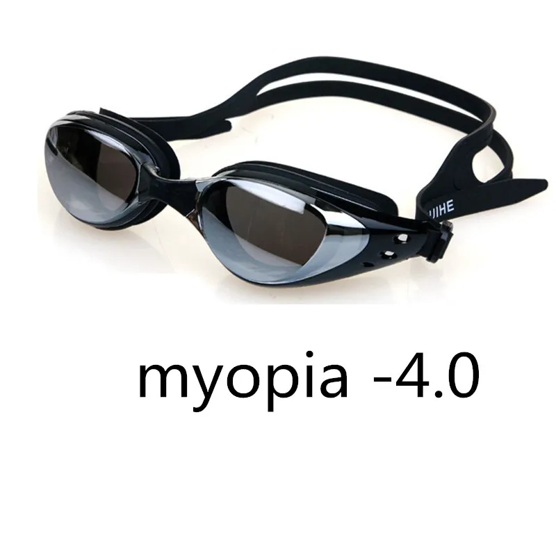 Профессиональные силиконовые очки для близорукости 200-600, очки для плавания, анти-туман, УФ очки для плавания, мужские и женские диоптрийные спортивные очки - Цвет: Black myopia 400