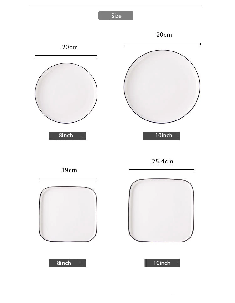 8 дюймов/10 дюймов керамическая тарелка салат говядина блюдо фарфор фрукты блюдо, тарелка поднос для чая десерт обеденная тарелка, столовая посуда набор