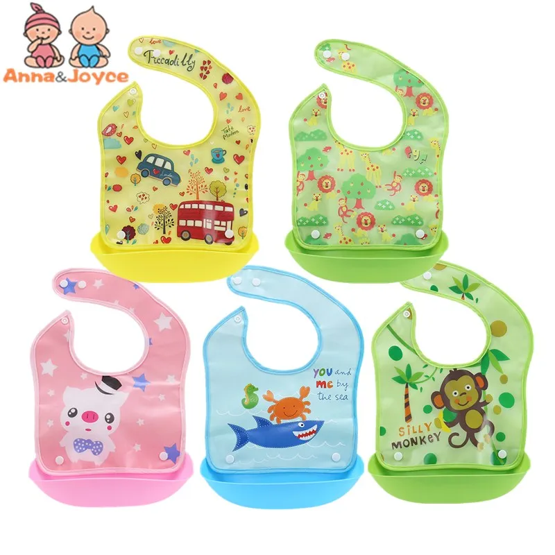 

10pc/lo Baby Bibs Waterproof Baby Aprons Bib Infant Saliva Towels Cute Baby Cartoon Bib Baby Slabbetjes Plastic EVA Baberos Bebe