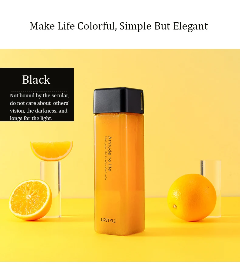 Water Bottle 480ml bpa free Square Plastic Water Bottle For Sports camping hiking Travel Portable  drinking bottles water Gifts (6)