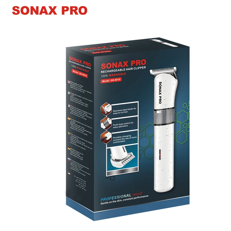 Sonax Pro портативная перезаряжаемая Водонепроницаемая профессиональная машинка для стрижки волос Бытовая Бесшумная детская европейские