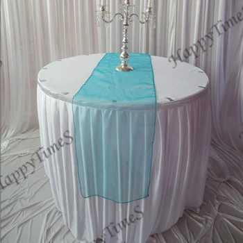 

20pcs/lot 30*275cm Beautiful Tiffany Blue Crochet Organza Table Runner Wedding Favor Decoraions