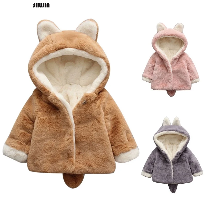 

Shujin 2019 Autumn Winter New Arrival Korean Version Color Velvet Warm Fashion Thickened Coat For Cute Sweet Baby Girls