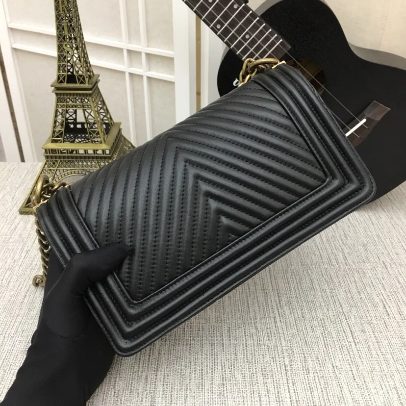 

Luxury Brand Le Boy Bag Women Real Leather Lambskin Handbags Top Quality Designer Crossbody Messenger Chain Bags 25cm V