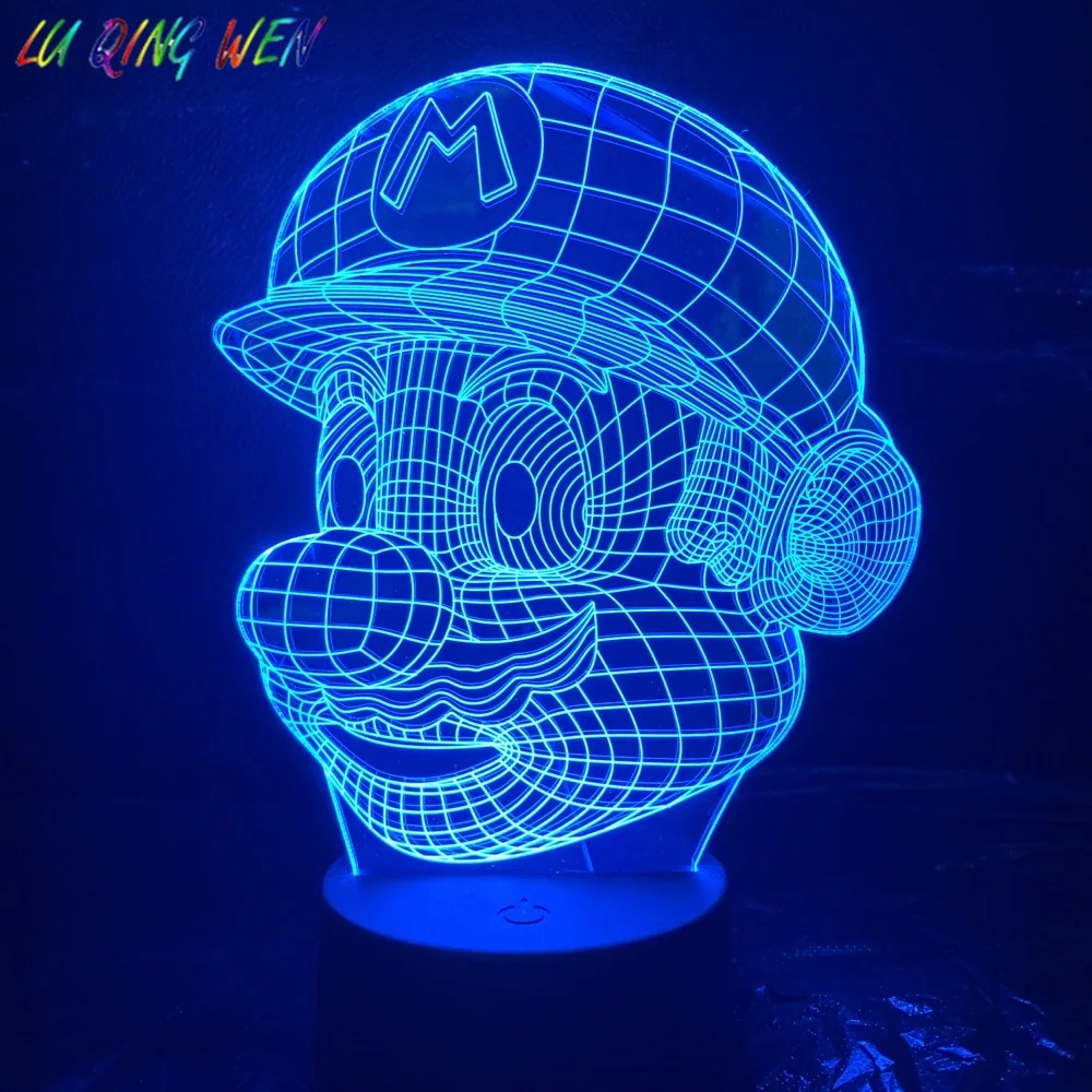 

Free Shipping USB charging color changing Nintendo Cartoon Game 3D Super Mario LED Night Light of Multicolor night lamp