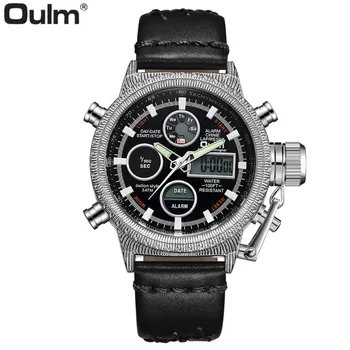 

OULM Fashion Sport Multifunction Digital Watch Men Dual Time Chronograph Alarm Date Clock Top Brand Luxury Waterproof Wristwatch