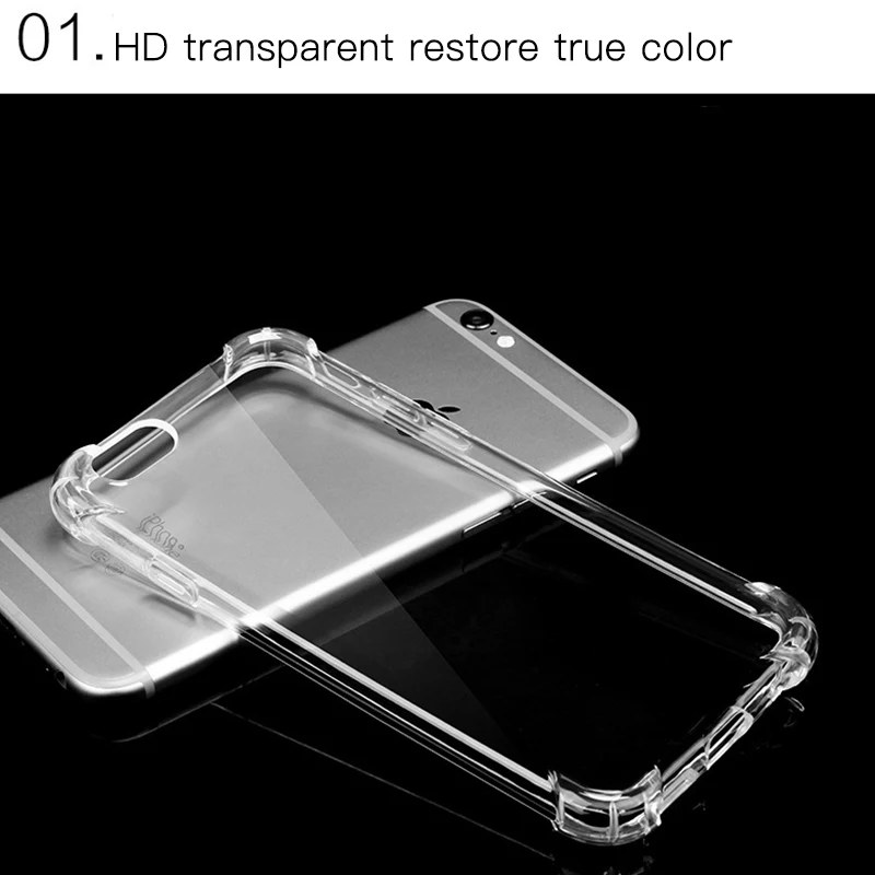 Противоударный кристально чистый чехол для iPhone XS Max XR X 8 7 6 6X6X7 Plus подушка безопасности Защита от падения Чехол прозрачный мягкий ТПУ чехол