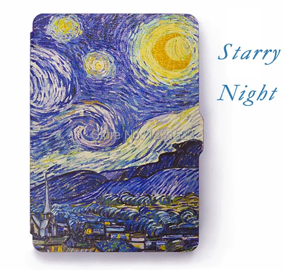 Starry Night by Van Gogh PU Leather Cover Case for Amazon Kindle
