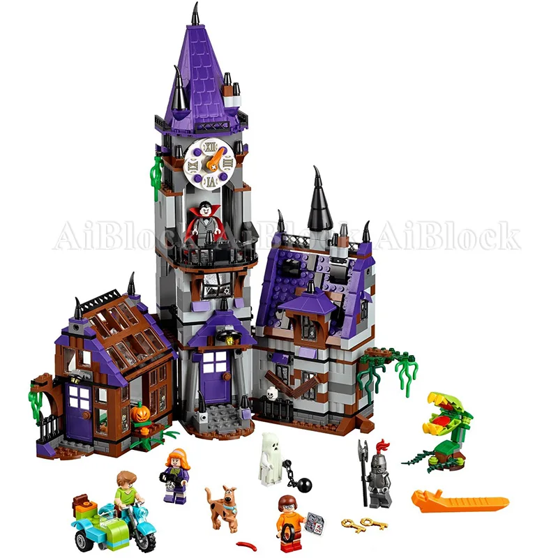 

Scooby Doo Mysterious Ghost House Set 860 Pcs Bricks Compatible With legoing 75904 Model Building Blocks Birthday Gifts Toys
