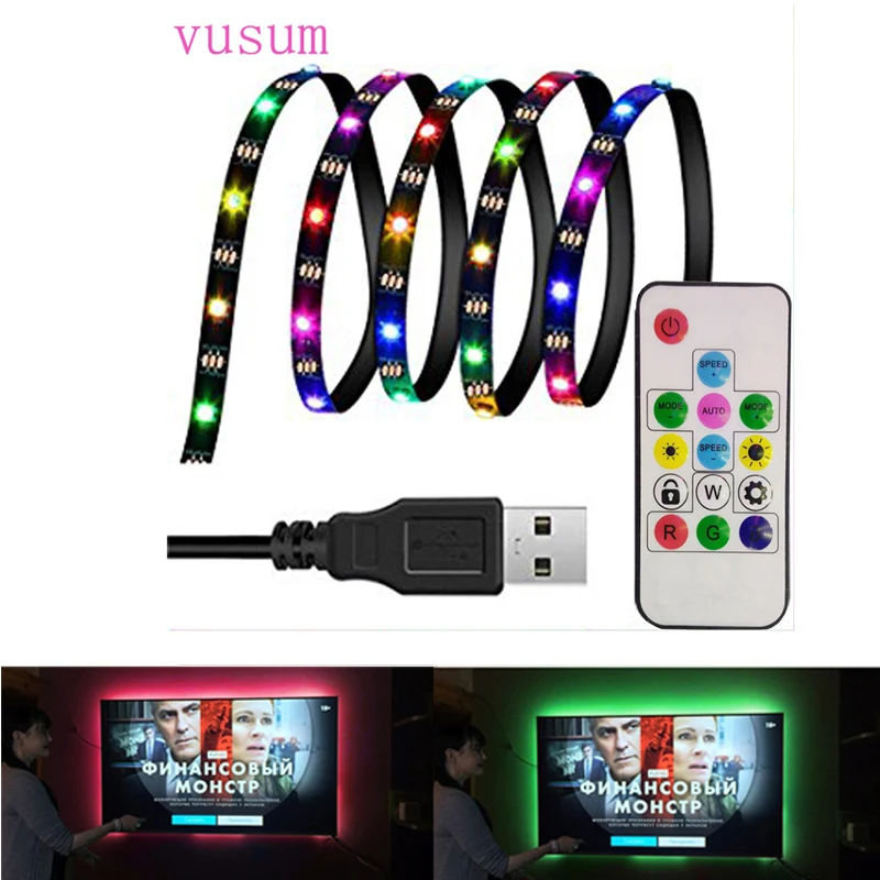 

DC 5 V 1m to 3m USB CONNECTED Strip 5050 60 LEDs/m WS2812B RGB 14Key RF Controller TV Lighting/PC/Laptop Background