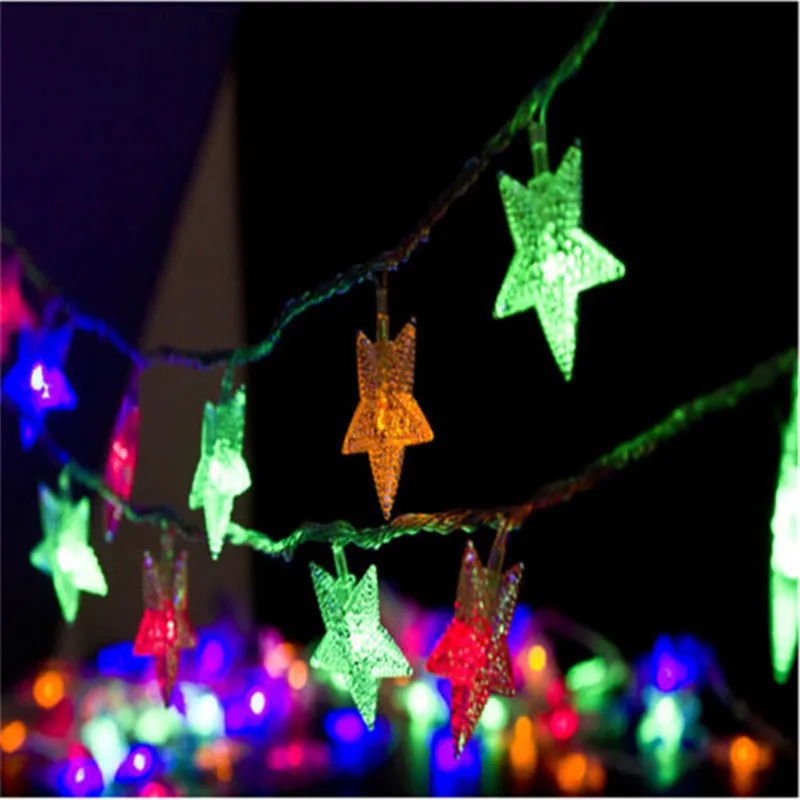 10 м 80 светодиодный пятиконечная звезда форма мерцает свет строка Батарея управляется Фея огни вечерние свадебные Рождественский венок