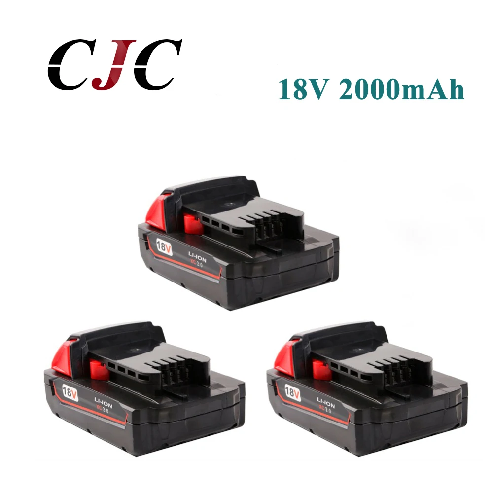 

3PCS 18V 2000mAh Li-Ion Replacement Rechargeable Power Tool Battery for Milwaukee M18 XC 48-11-1820 M18B2 M18B4 M18BX