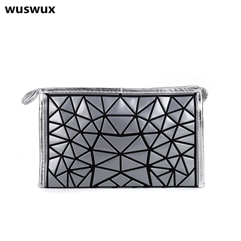 

new fashion PVC cosmetic bags stone Geometric folding make up bag women casual travel makeup case organizer toiletry kit pouch