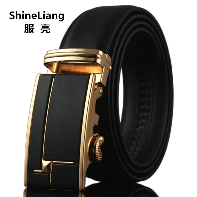

2018 Men's Belt Famous brand Automatic buckle Leather Width 3.5CM Designer high quality Gold silver Fashion Simple male Luxury