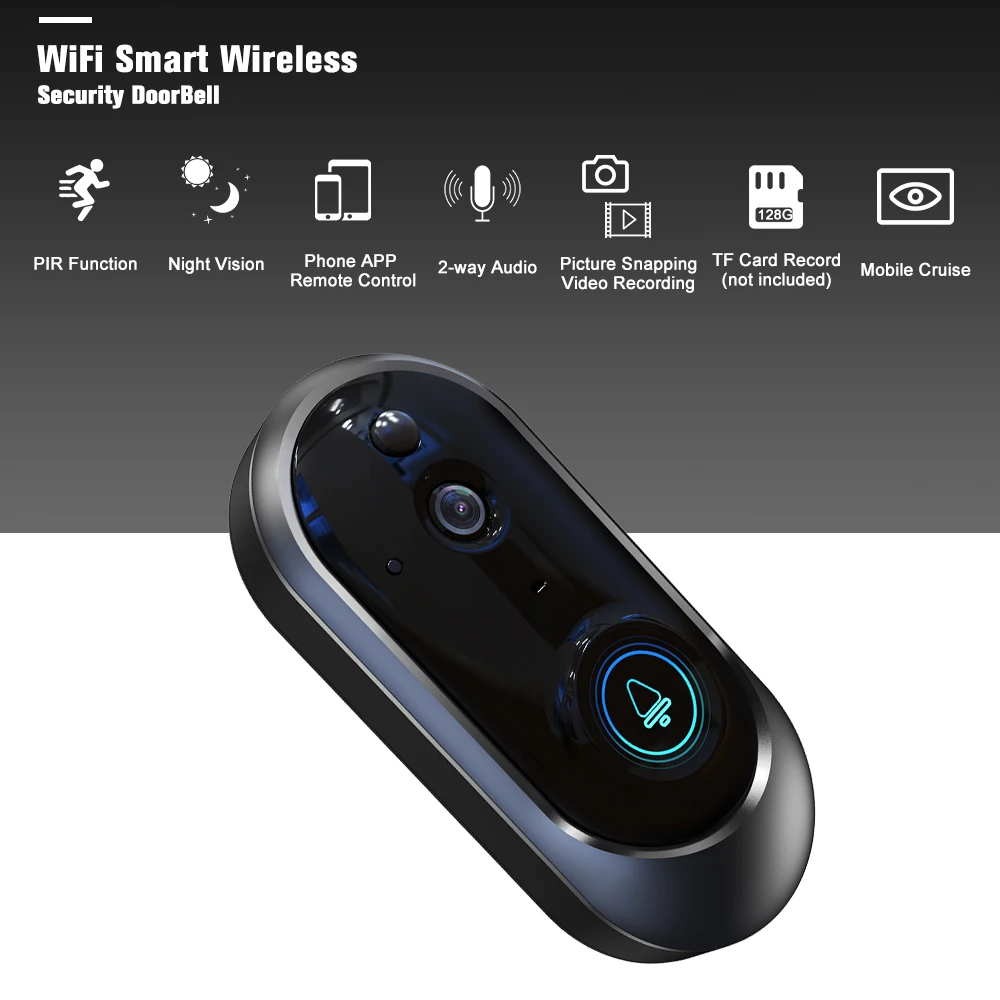 

Wireless Video Doorbell Camera WIFI 1080P Doorbell Home Security Camera with Cloud Service IR Night Vision PIR Motion Detection