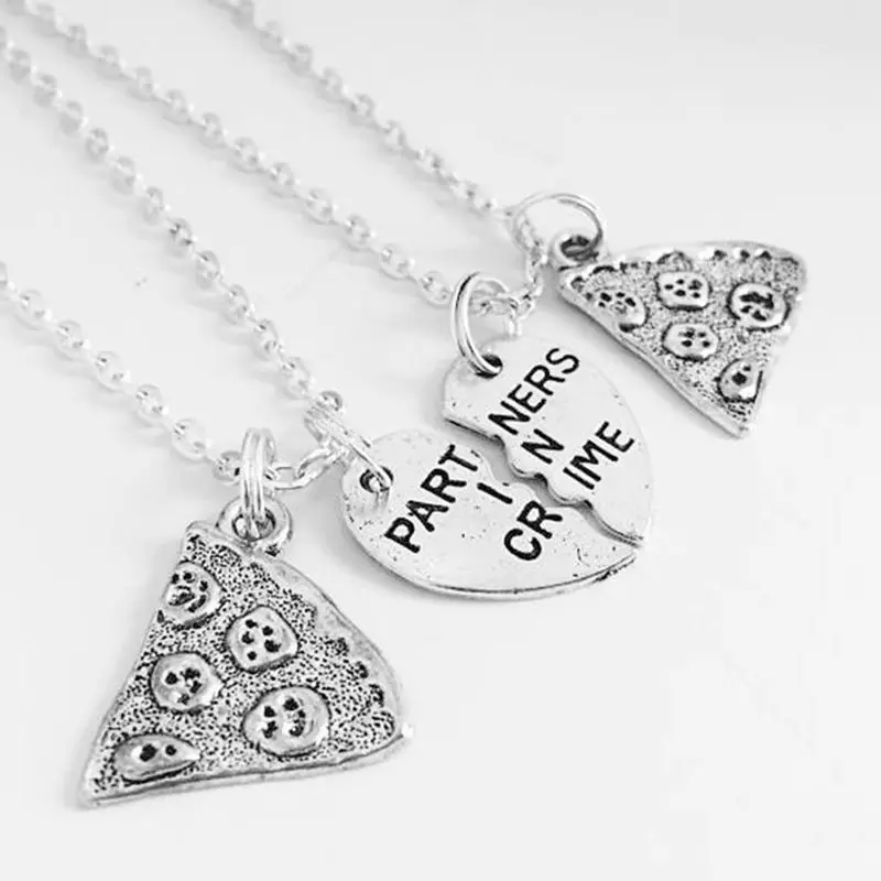 

Partners in Crime Necklaces Pendant broken Heart Best Friend Pizza Choker Couple Necklace For Women Jewelry Bff Friendship Gift