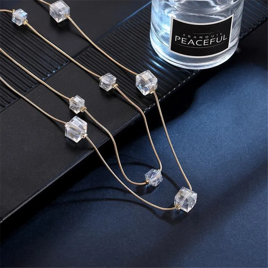 RAVIMOUR кристалл длинное ожерелье для женщин Мода Золотой цвет цепи многослойное Макси ожерелье s& Подвески Ювелирные изделия с чокерами