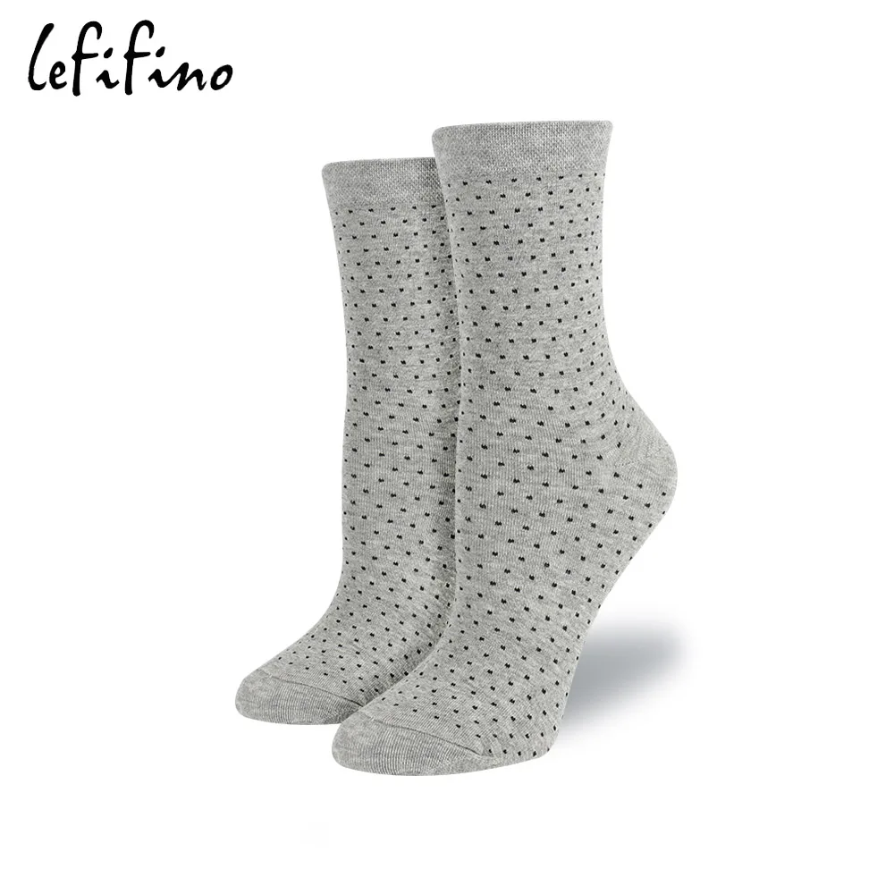 LeFifino, модные женские жаккардовые хлопковые носки в мелкий горошек, женские носки в розовый, белый, черный цвет, милые прозрачные носки Le35340 - Цвет: 2