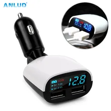 Anlud Universal Dual USB Car Charger LED Screen for iPone Android Mobilephone iPad Charger 3.4A Cars Voltage Monitoring Display