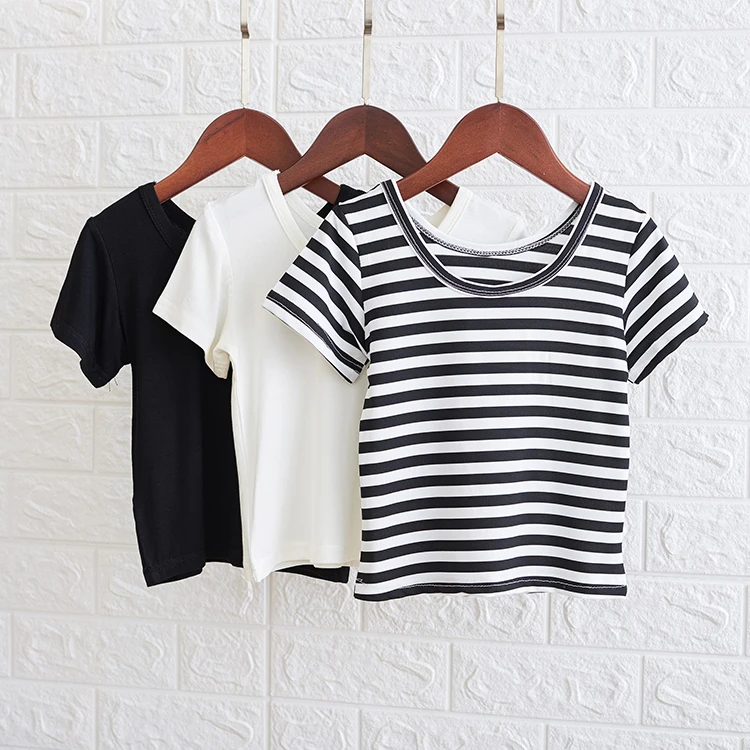 

striped girl short sleeve T-shirt Children's clothing summer Korean fashion tide