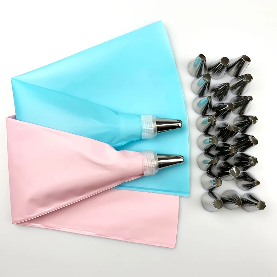 26 PCS/Set Decorating tip sets Silicone Pastry Bag Tips Kitchen DIY Icing Piping Cream Reusable Bags 24 Nozzle | Дом и сад