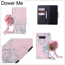 Dower Me Retro Rose Cloth Flower Flip Wallet Handbag Leather Chain Case Cover For Samsung font