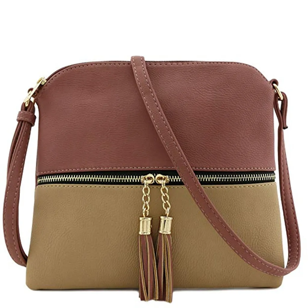 Панельные сумки на молнии, женские кожаные сумки через плечо с кисточками, популярные цветные сумки на плечо, сумка-мессенджер# YL
