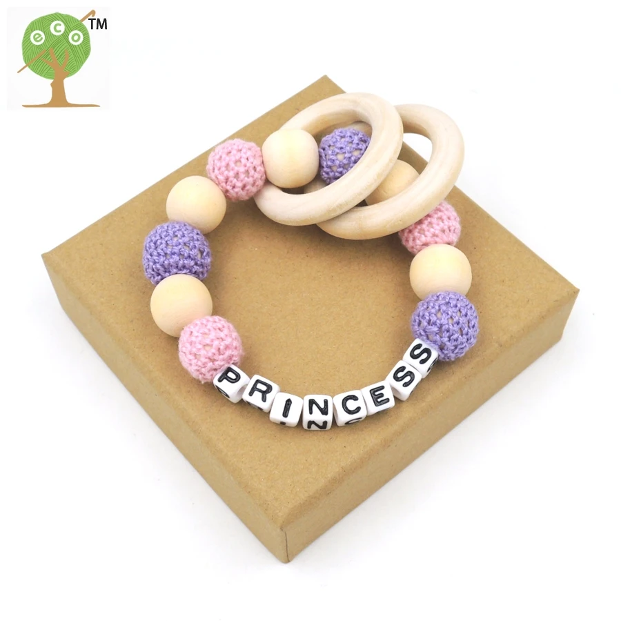 12 designs to choose personalized baby name Crochet nursing toy teething crochet  made to order kid crochet bead customize ET55