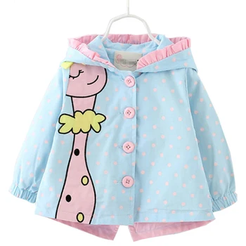 

1 2 3Yrs Kids Girls Windbreaker 2019 Cute Spring Baby Girl Jackets Autumn Cartoon Dots hooded Coats Girl Outerwear Kids Clothes