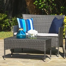 Новое поступление красивая уличная мебель садовый диван и стол черный ротанговый диван для продажи