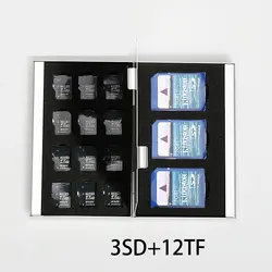 15 в 1 Алюминиевый ящик для хранения памяти мешок кошелек с отделами для карт кошелек большой Ёмкость для 3 * SD Card 12 * mirco SD